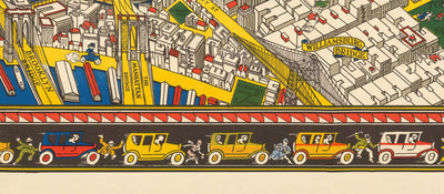 Old Pictorial Map of Manhattan, New York City, 1928 by Farrow - Washington Heights, Bridges