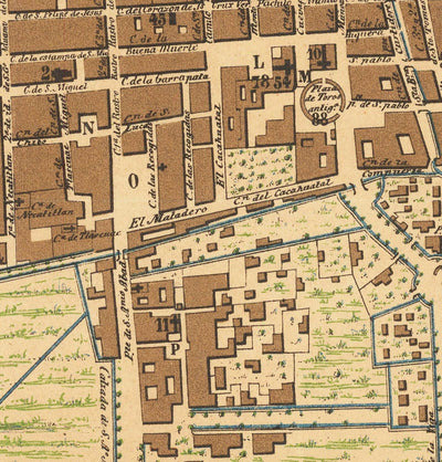 Alte Karte von Mexiko-Stadt, 1858 - CDMX, Historisches Zentrum, Centro, Metropolitankathedrale, Alameda-Park 