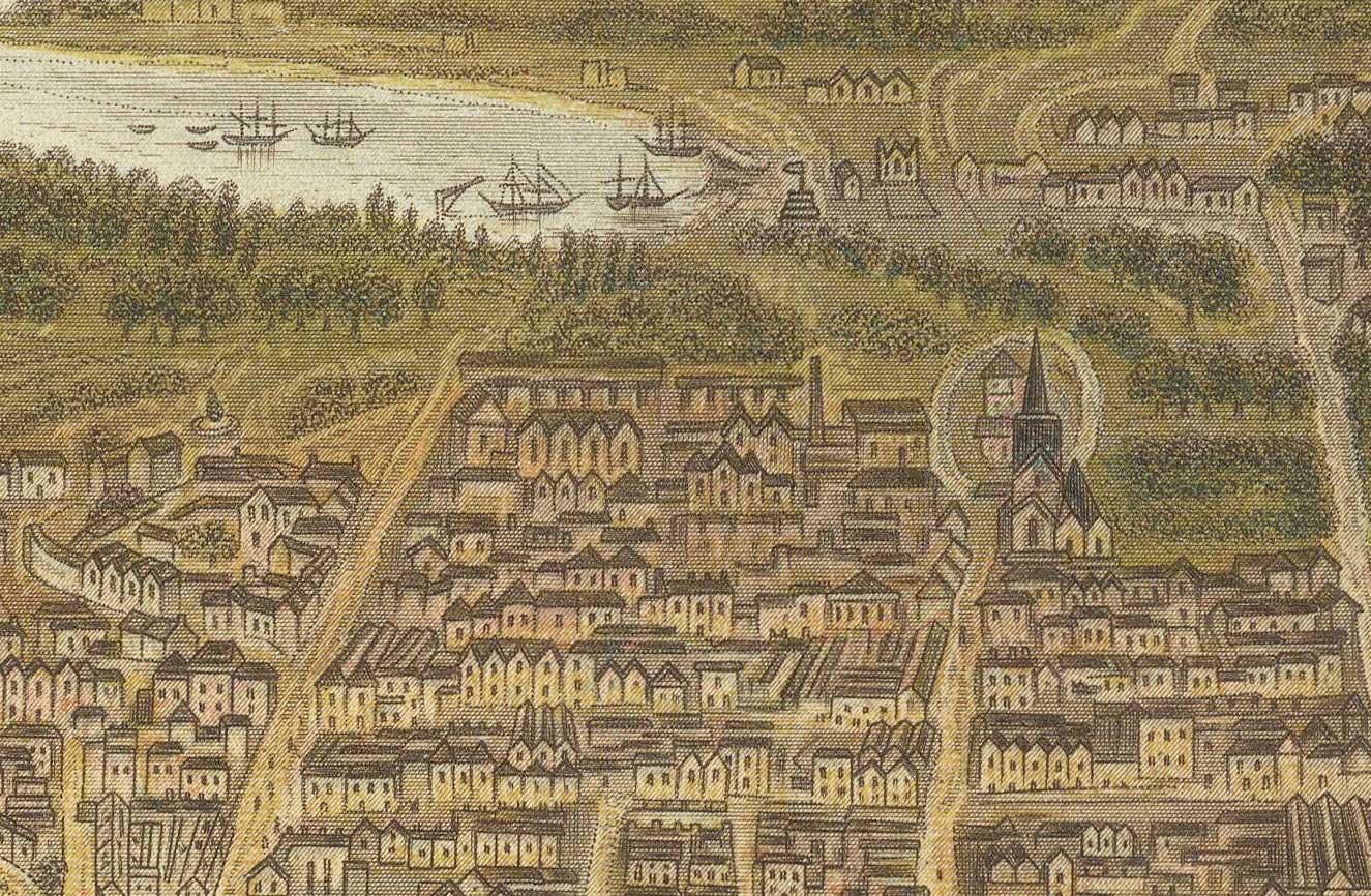 Old Bird Eye's View of Sydney in 1875 by William Collins - New South Wales, St George, Sutherland Shire, South, Inner West