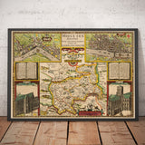 Old Map of Middlesex in 1611 by John Speed - West London, North London, Westminster