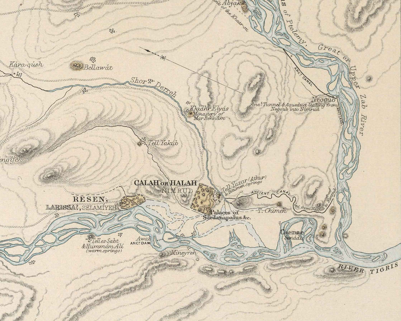 Mapa antiguo de las ciudades antiguas del norte de África y Oriente Medio, 1874 por Smith - Troya, Cartago, Nínive, Constantinopla, Alejandría