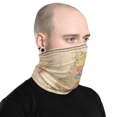 Scotland Clan Face Mask / Neck Gaiter / Snood with vintage map of the Highlands of Scotland by WH Lizars, 1822