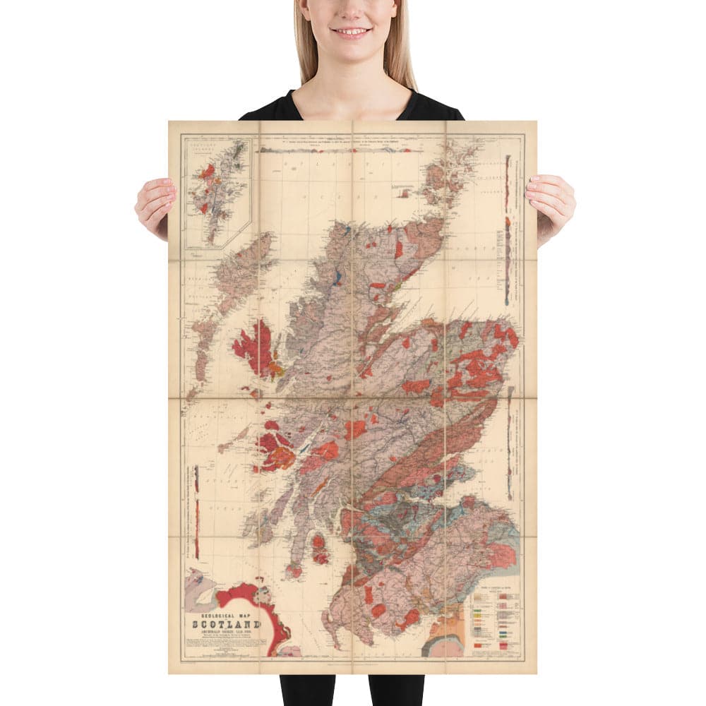 Scotland Geology Map - Old Map of Scotland by A. Geikie, 1876