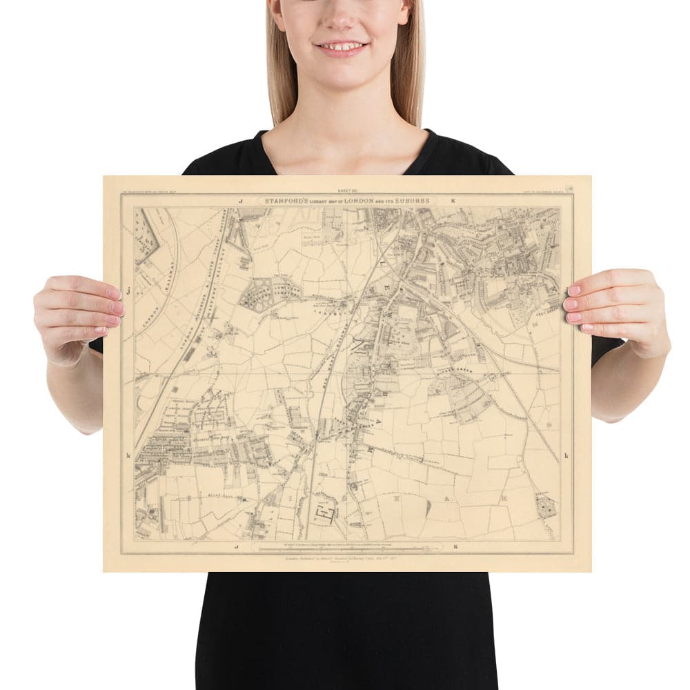 Old Map of South East London by Edward Stanford, 1862 - Lewisham, Ladywell, Brockley, Catford - SE4, SE13, SE23, SE6