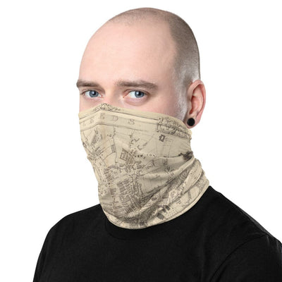Leeds Face Mask / Neck Gaiter / Snood with Rare Old Map of Leeds in 1851 by John Rapkin
