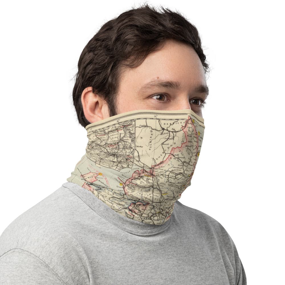 Train &amp; Rail Gesichtsmaske / Halskrause / Snood mit Vintage-Karte Letts's Eisenbahn und statistische Karte von England und Wales, 1883