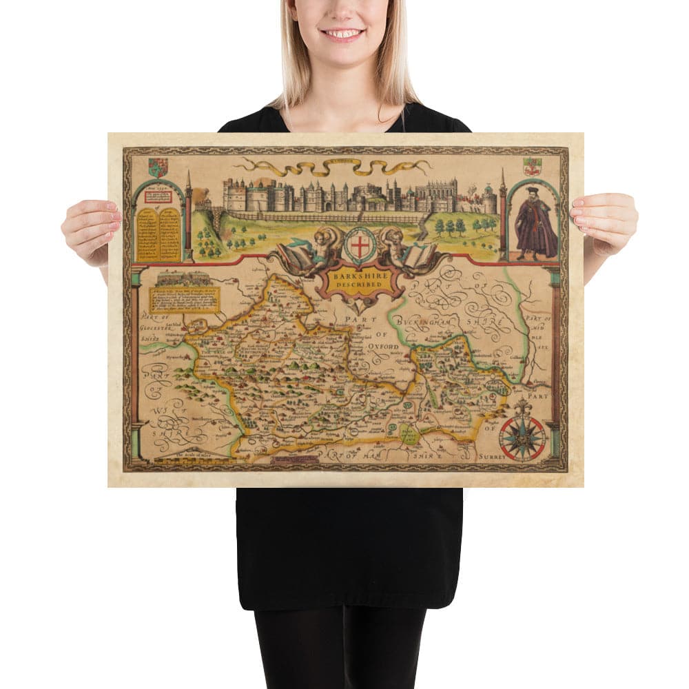 Old Map of Berkshire, 1611, John Speed - Reading, Slough, Bracknell, Maidenhead