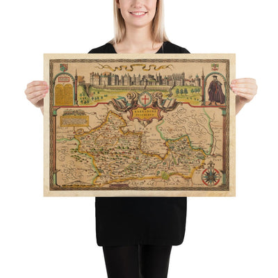 Old Map of Berkshire, 1611, John Speed - Reading, Slough, Bracknell, Maidenhead