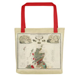 Bolso de Escocia con un mapa antiguo del mapa geológico y paleontológico de Escocia de 1854, por A.K. Johnston y E.Forbes