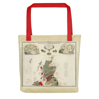 Schottland Tragetasche mit vintage Kartenprint der geologischen und paläontologischen Karte von Schottland 1854, von A.K. Johnston und E. Forbes 