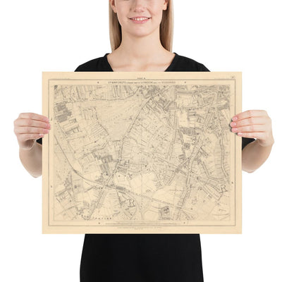 Old Map of South London in 1862 by Edward Stanford - Clapham, Balham, Brixton, Tooting - SW2, SW4, SW12, SW17, SW11
