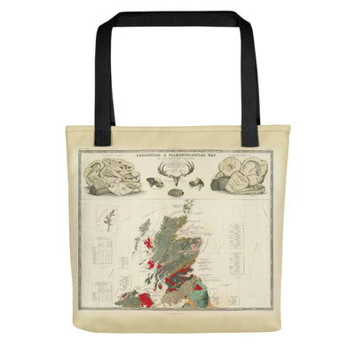 Schottland Tragetasche mit vintage Kartenprint der geologischen und paläontologischen Karte von Schottland 1854, von A.K. Johnston und E. Forbes 