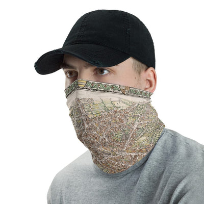 Birmingham Face Mask / Neck Gaiter with vintage map print of Birmingham in 1730