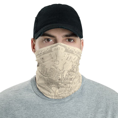 Bath Face Mask / Neck Gaiter with vintage map print of Bath by John Rapkin, 1851