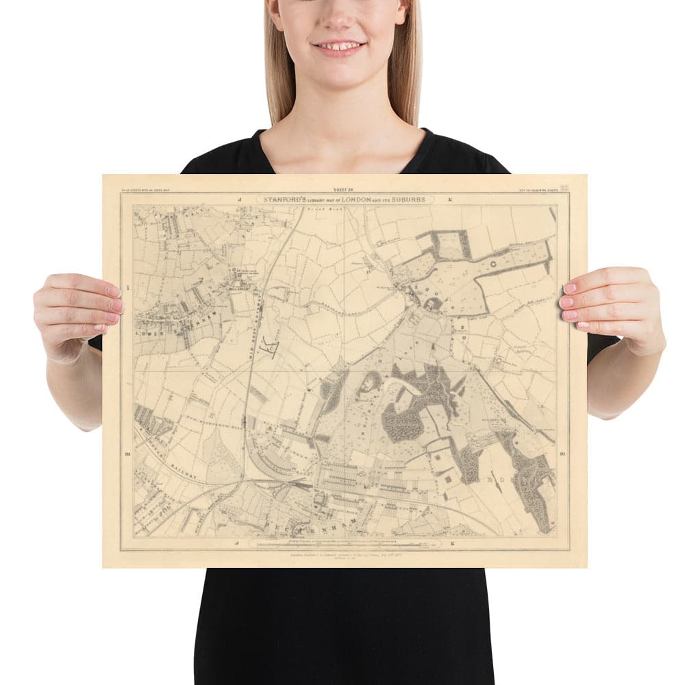 Old Map of South East London, 1862 by Edward Stanford - Bromley, Beckenham, Sydenham, Southend, Downham - SE26, SE6, BR1, BR2