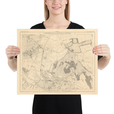 Old Map of South East London, 1862 by Edward Stanford - Bromley, Beckenham, Sydenham, Southend, Downham - SE26, SE6, BR1, BR2