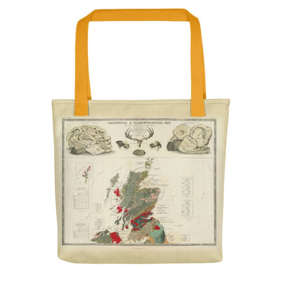 Schottland Tragetasche mit vintage Kartenprint der geologischen und paläontologischen Karte von Schottland 1854, von A.K. Johnston und E. Forbes 