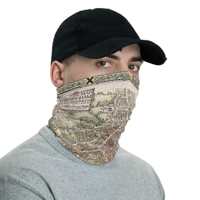 Birmingham Face Mask / Neck Gaiter with vintage map print of Birmingham in 1730