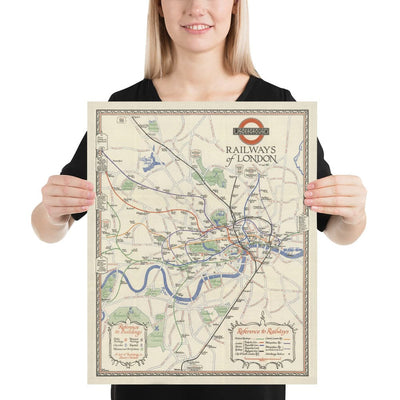 Rare Old London Underground Tube Map, 1928 - Covent Garden, Piccadilly Circus, Central & District Line
