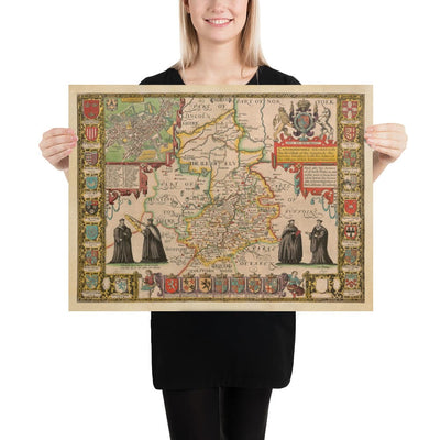 Old Map of Cambridgeshire, 1611 by John Speed - Cambridge, Peterborough, Wisbech, St Neots