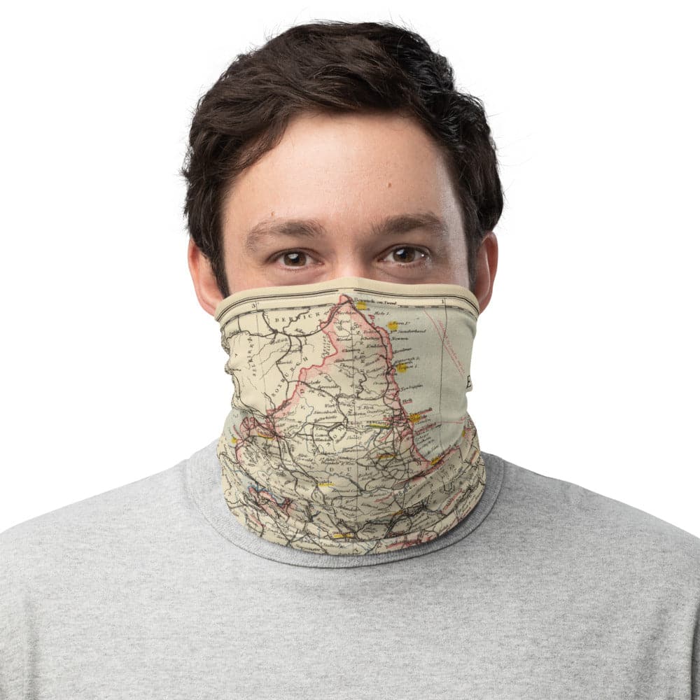 Train &amp; Rail Gesichtsmaske / Halskrause / Snood mit Vintage-Karte Letts's Eisenbahn und statistische Karte von England und Wales, 1883
