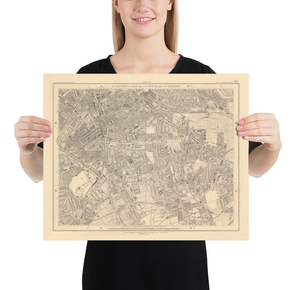 Old Map of South London by Edward Stanford, 1862 - Camberwell, Peckham, Walworth, Nunhead, Old Kent Road - SE5, SE17, SE15, SE1, SE16