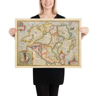 Old Map of Ulster, Northern Ireland in 1611 by John Speed - Belfast, Derry, County Antrim & Down