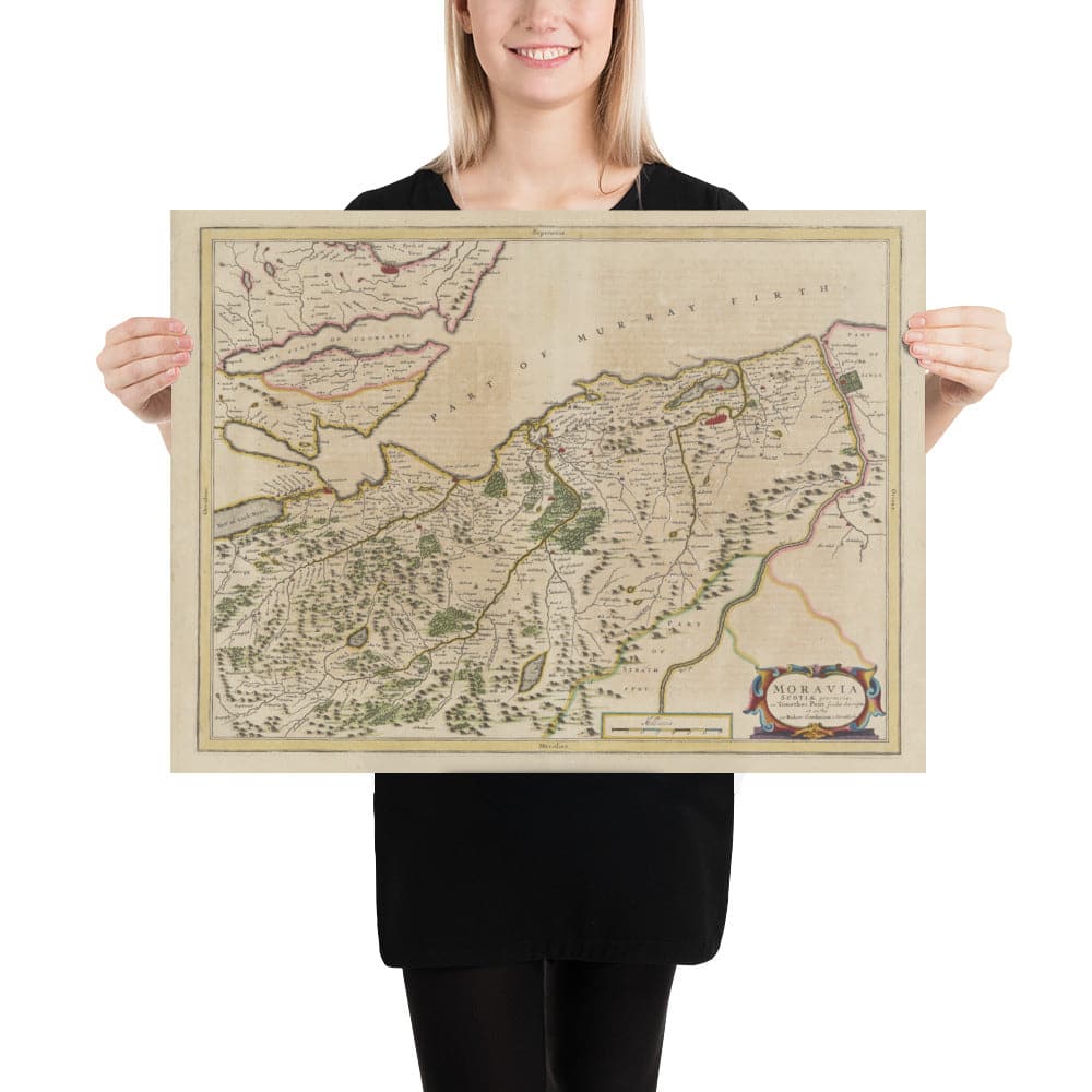 Map of Inverness, Highlands and Moray in 1654, a rare colour old map by Joan Blaeu and Timothy Pont