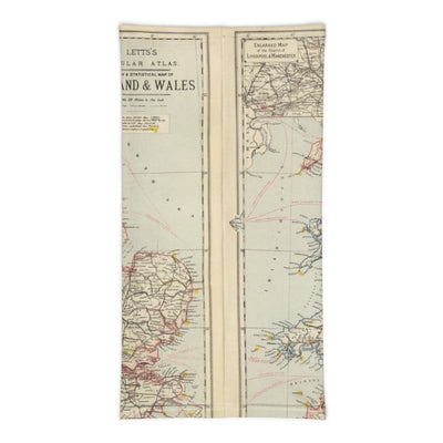 Train &amp; Rail Gesichtsmaske / Halskrause / Snood mit Vintage-Karte Letts's Eisenbahn und statistische Karte von England und Wales, 1883