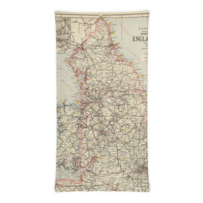 Train &amp; Rail Gesichtsmaske / Halskrause / Snood mit Vintage-Karte Letts's Eisenbahn und statistische Karte von England und Wales, 1883