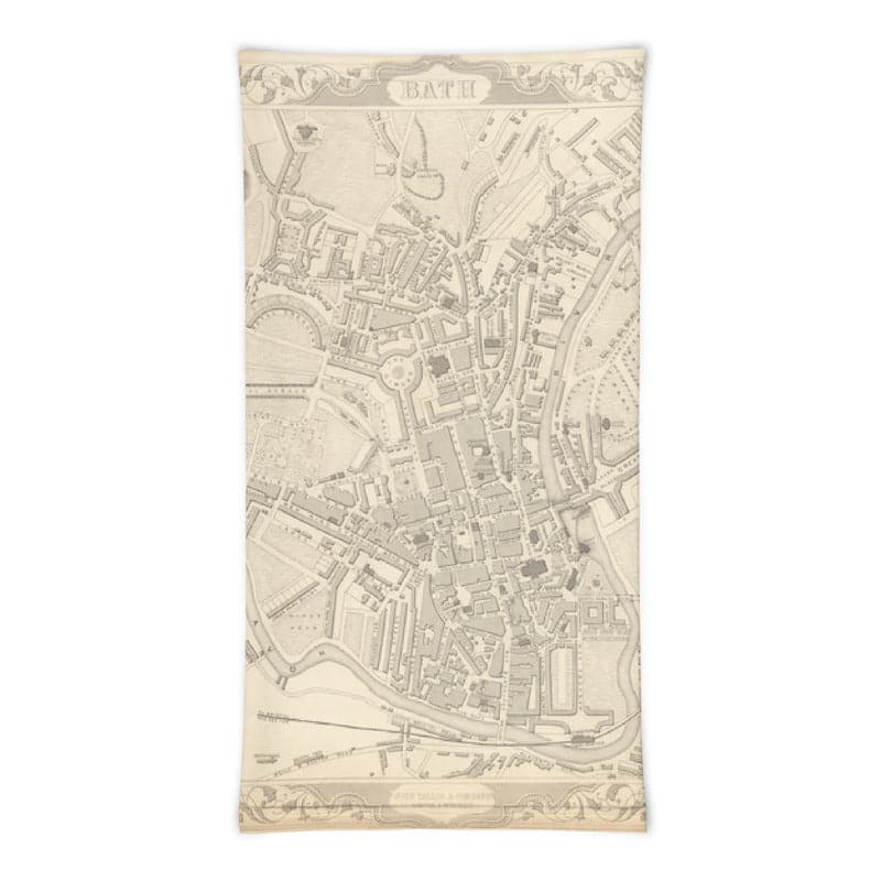 Bath Face Mask / Neck Gaiter with vintage map print of Bath by John Rapkin, 1851
