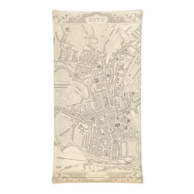 Bath Face Mask / Neck Gaiter with vintage map print of Bath by John Rapkin, 1851