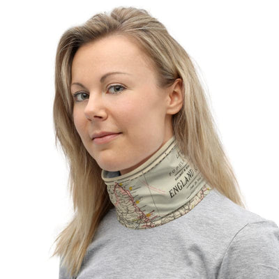 Train &amp; Rail Gesichtsmaske / Halskrause / Snood mit Vintage-Karte Letts's Eisenbahn und statistische Karte von England und Wales, 1883