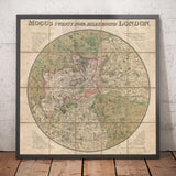 Alter Londoner Stadtplan: Mogg's 24 Meilen um London, 1820 