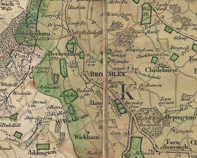 London Face Mask / Neck Gaiter with vintage map print of Mogg's 24 miles around London, 1820