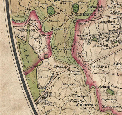 London Face Mask / Neck Gaiter with vintage map print of Mogg's 24 miles around London, 1820