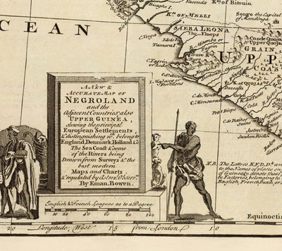 Mapa antiguo de Negroland, 1747 por Bowen - África occidental pre-colonial - Comercio de esclavos, Costa de Marfil, Costa de Oro