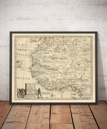 Alte Karte von Negroland, 1747 von Bowen - Vor-koloniales Westafrika - Sklavenhandel, Elfenbeinküste, Goldküste 