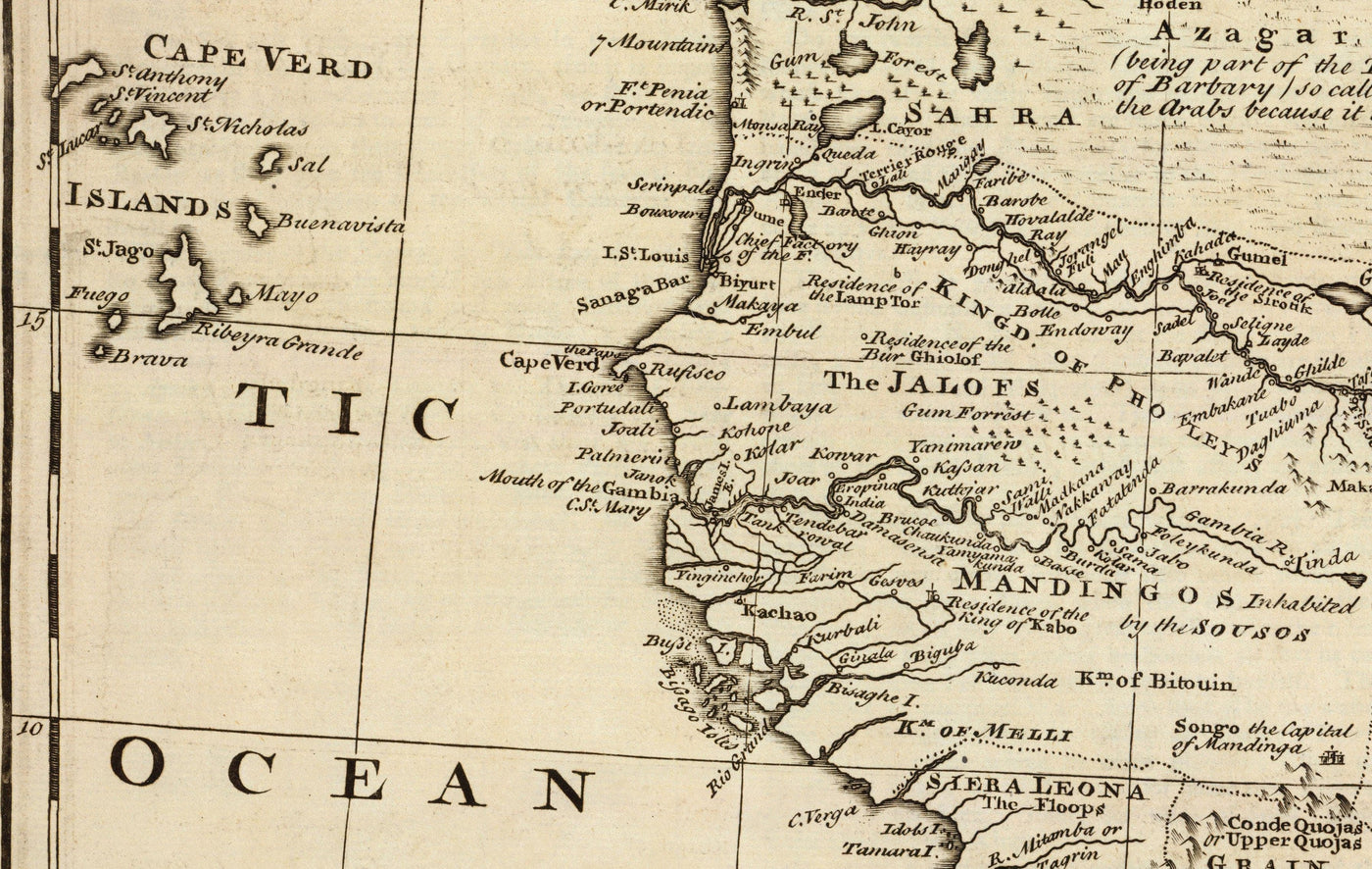Mapa antiguo de Negroland, 1747 por Bowen - África occidental pre-colonial - Comercio de esclavos, Costa de Marfil, Costa de Oro