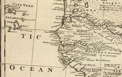 Mapa antiguo de Negroland, 1747 por Bowen - África occidental pre-colonial - Comercio de esclavos, Costa de Marfil, Costa de Oro
