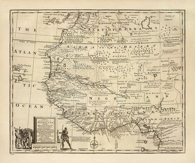 Mapa antiguo de Negroland, 1747 por Bowen - África occidental pre-colonial - Comercio de esclavos, Costa de Marfil, Costa de Oro