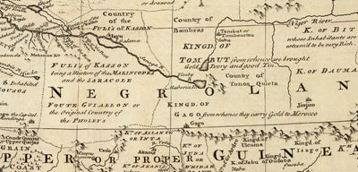 Mapa antiguo de Negroland, 1747 por Bowen - África occidental pre-colonial - Comercio de esclavos, Costa de Marfil, Costa de Oro