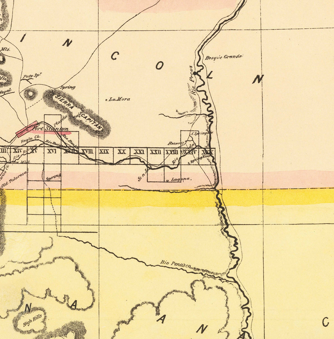Old Map of New Mexico Territory, USA, 1873 - Land Grants, Rio Grande, Native Americans, Sante Fe, Rocky Mountains