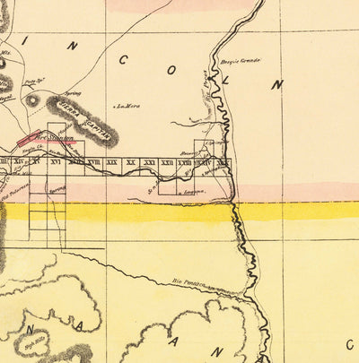 Old Map of New Mexico Territory, USA, 1873 - Land Grants, Rio Grande, Native Americans, Sante Fe, Rocky Mountains