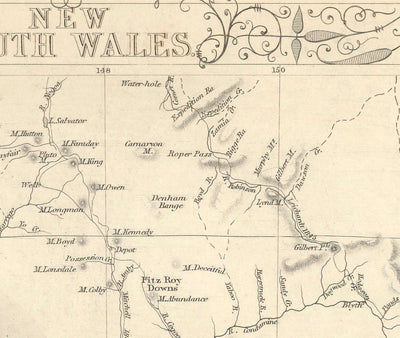 Ancienne carte de la Nouvelle-Galles du Sud, Australie 1851 par Tallis & Rapkin - Sydney, Newcastle, Brisbane, Botany Bay, comtés NSW