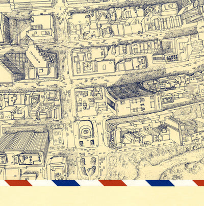Mapa de ojos Old Birds de Nueva York en 1982 - Manhattan, Midtown, Empire State, Chrysler, Torres gemelas, Parque Central 5th Avenue