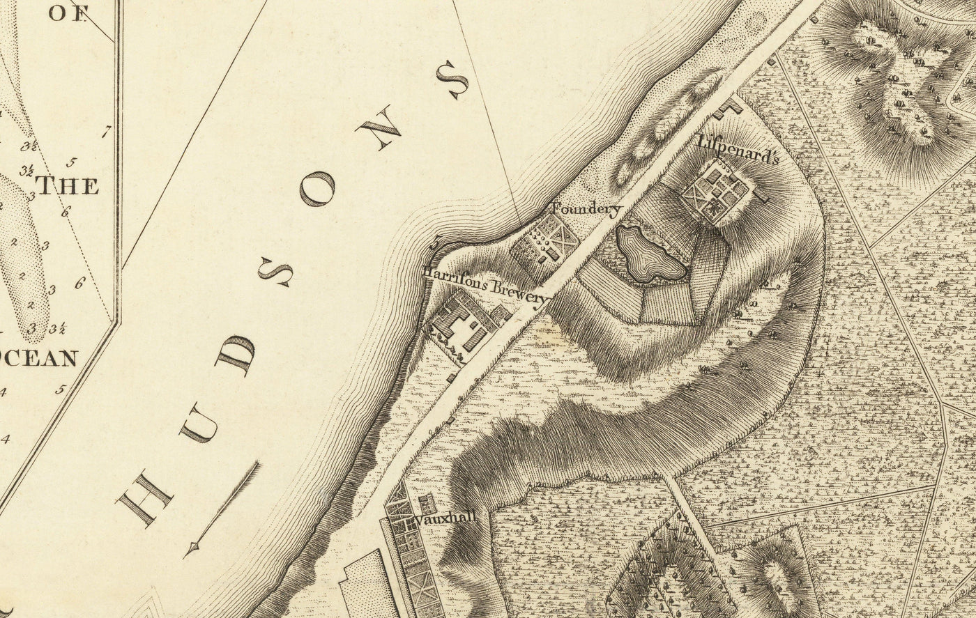 Old Map of New York in 1775 by John Rocque - Rare American Revolution War Wall Art - Greenwich, Columbia, Manhattan - British Military Plan