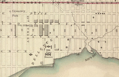 Viejo Mapa de Nueva York, Estados Unidos en 1840 - Manhattan, Brooklyn, Williamsburg, Hudson River