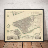 Mappa antica di New York, USA nel 1840 - Manhattan, Brooklyn, Williamsburg, fiume Hudson 