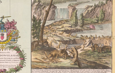 Alte Karte von Nordamerika 1715 von Herman Moll - Neuengland, Neuschottland, New York, Carolina, Französisch & Dreizehn britische Kolonien 